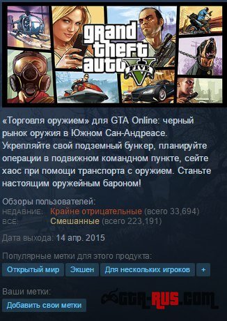 Падение рейтинга GTA 5 в Steam